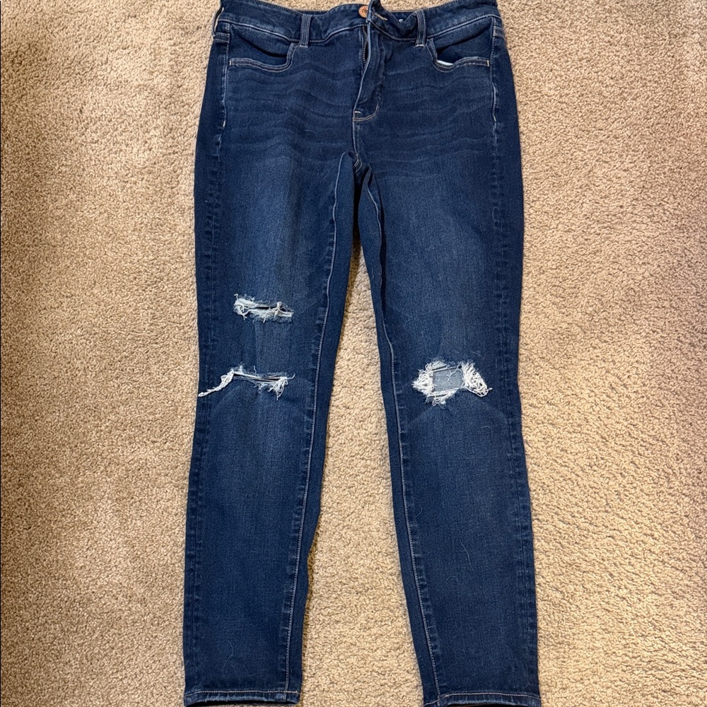 American Eagle Outfitters Dark Blue Distressed The Dream Jeggings